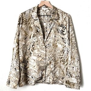 MABLE Animal Print Blouse Top Single Button Tan Repti…